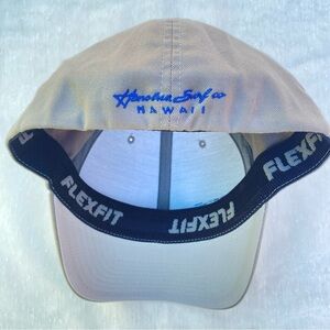 Honolua Surf Co Beige Baseball Cap with blue embroidered logo. Flexfit L-XL
